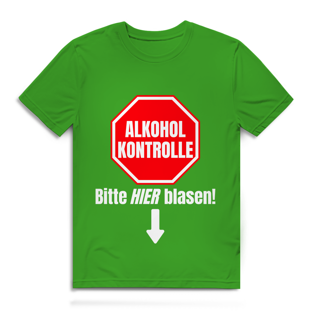 Alkoholkontrolle – Bitte hier blasen – Herren T-Shirt