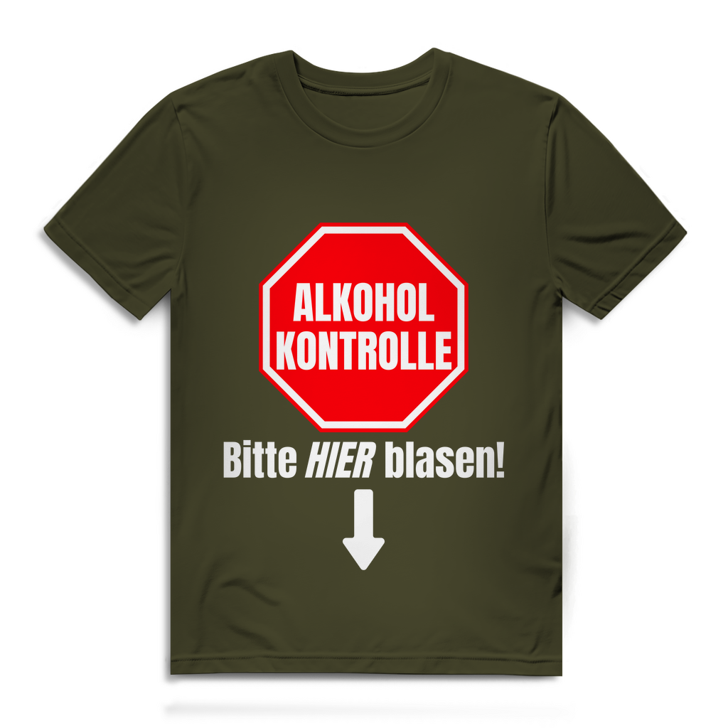 Alkoholkontrolle – Bitte hier blasen – Herren T-Shirt