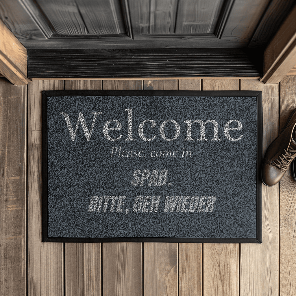 Welcome – Please, come in. SPAß. BITTE, GEH WIEDER – Fußmatte