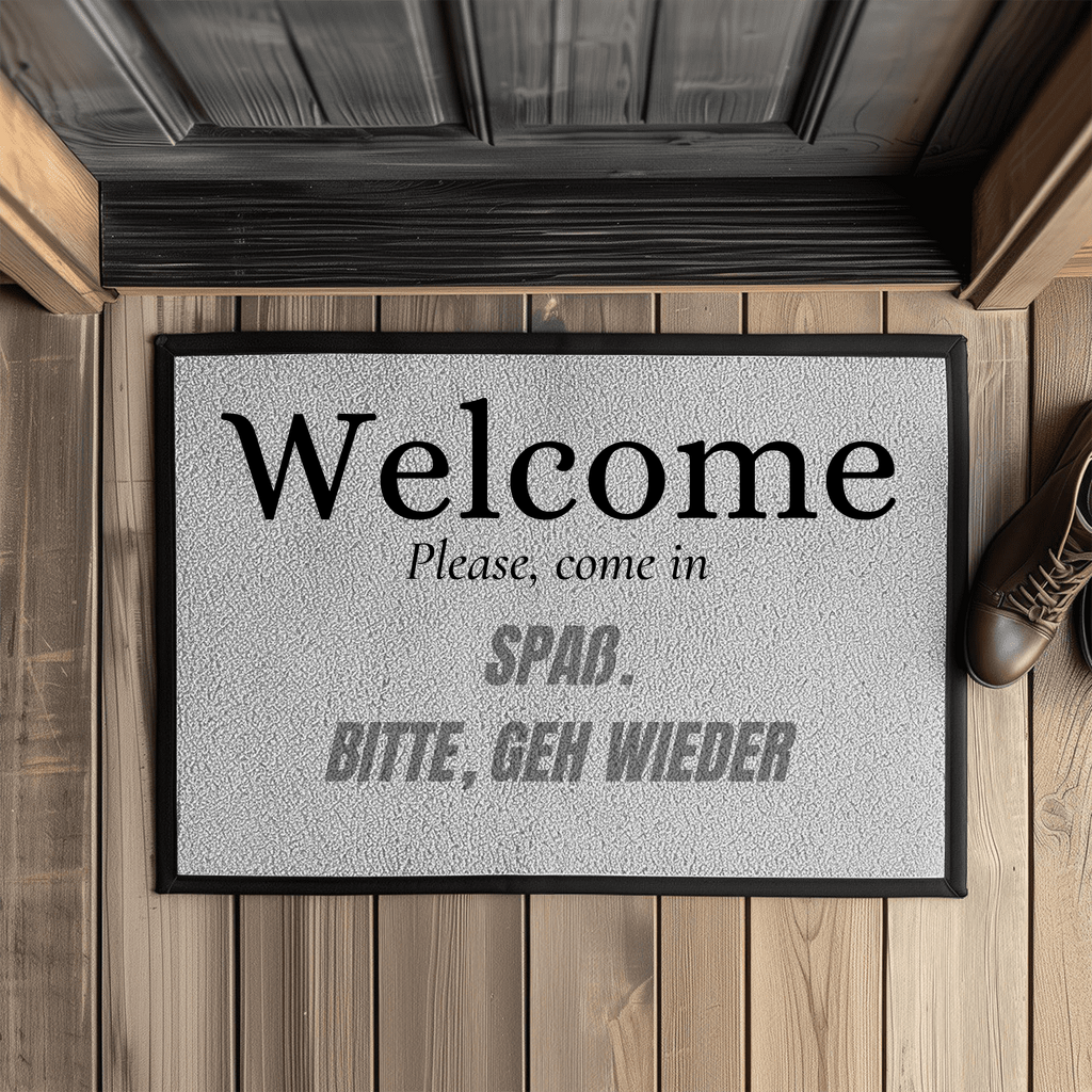 Welcome – Please, come in. SPAß. BITTE, GEH WIEDER – Fußmatte
