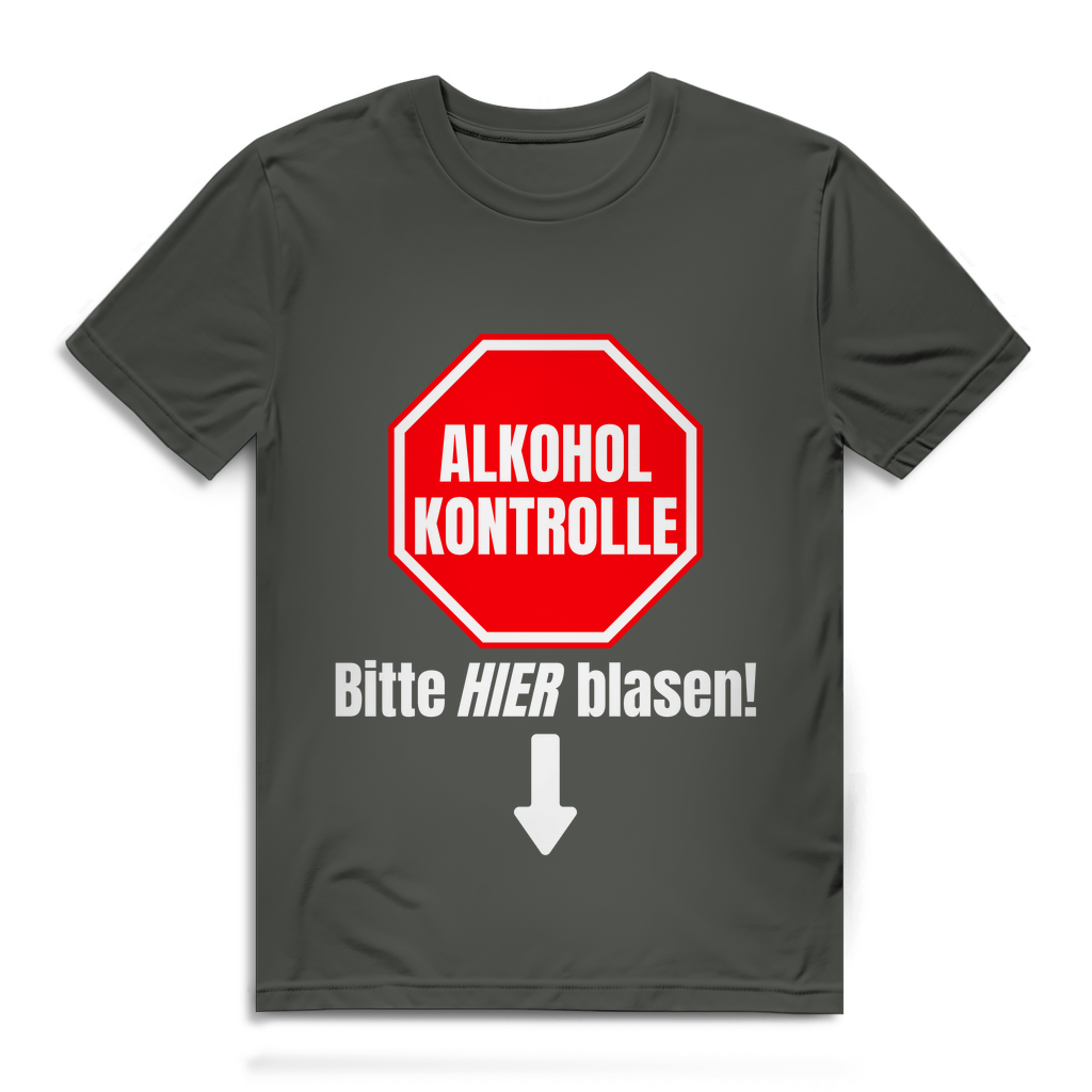 Alkoholkontrolle – Bitte hier blasen – Herren T-Shirt
