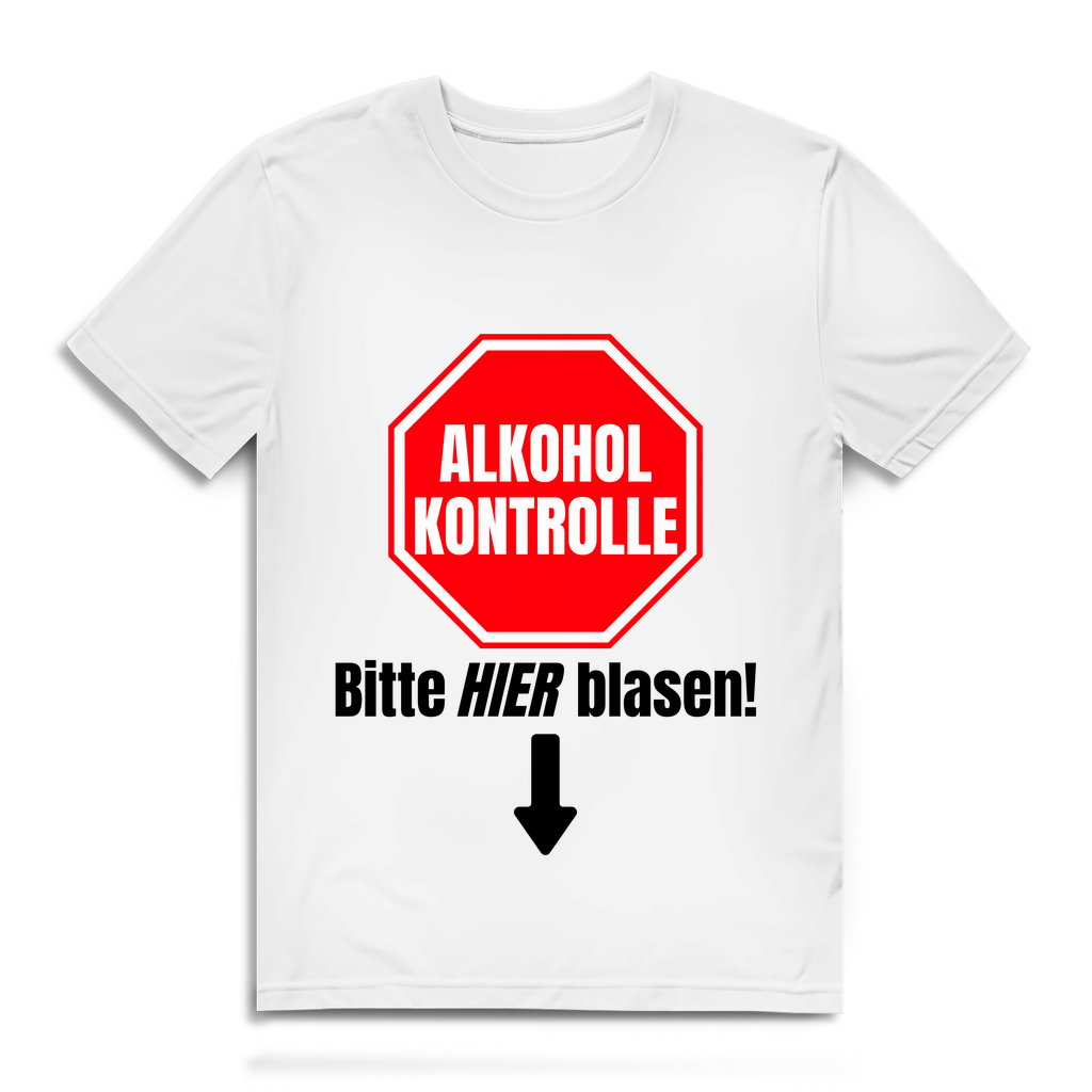 Alkoholkontrolle – Bitte hier blasen – Herren T-Shirt