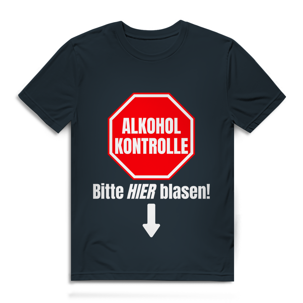 Alkoholkontrolle – Bitte hier blasen – Herren T-Shirt