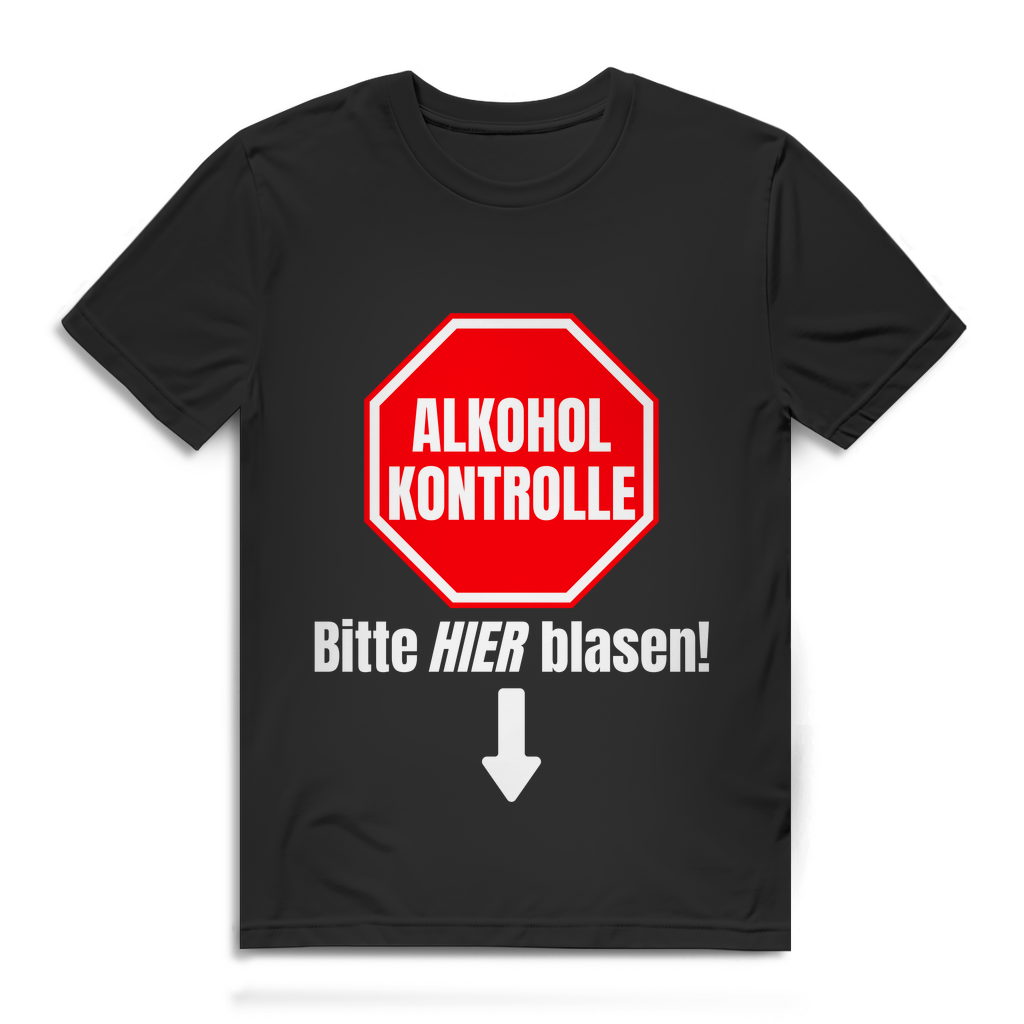 Alkoholkontrolle – Bitte hier blasen – Herren T-Shirt